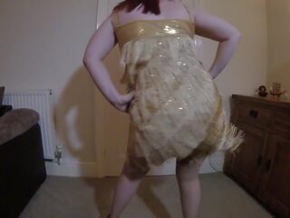 Dancing in Gold Flapper Dress and Stockings: Free adult video 89
