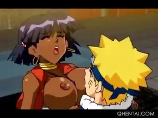 Afro Hentai honey In Huge Tits Takes shaft Deep From Behind