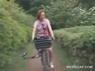 Asian Teen Sweeties Riding Bikes With Dildos In Their Cunts