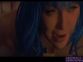 Real vida hentai - gaja com azul cabelo fodido por alienígena monstro