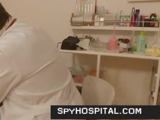 Sporty young lady get spyied in medical centre