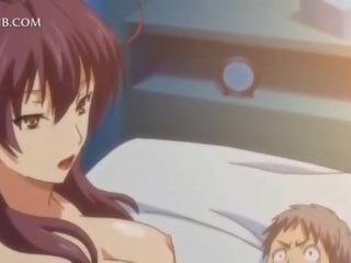 Innocent anime mademoiselle fucks big pecker between tits and cunt lips