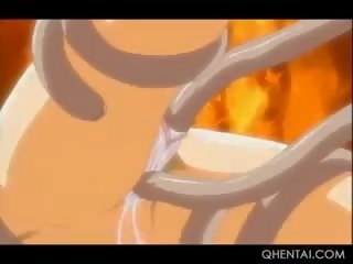 Hentai thiếu niên búp bê trapped qua người ngoài hành tinh xúc tu và fucked lược