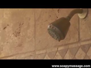 Tall fascinating Blonde Alyssa Branch Gives A Shower Blowjob and 69