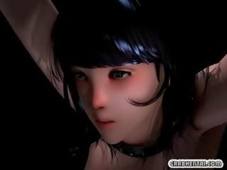 Chained 3D animated girlfriend fingering pussy