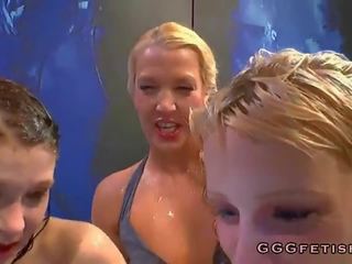 Girls fucking and sucking dicks with water sport
