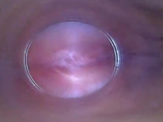 Solo cilik jeng close up puts endoscope on penthil uses camera as dildo