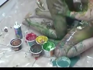 Colorful ans messy with two attractive girls