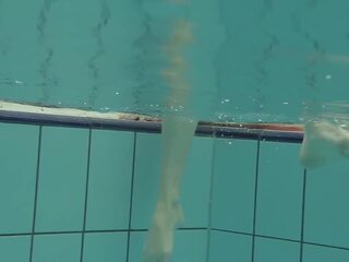 Sexiest clothed goddess Katya Okuneva in the swimming pool in Russia