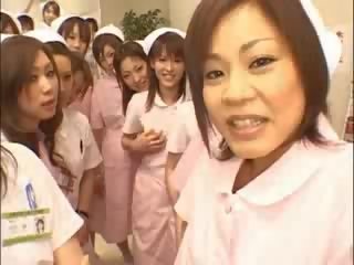 Asian nurses enjoy sex video on top