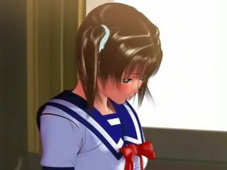 Shy 3D anime mademoiselle vid tits