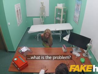 Fake Hospital Sweet blonde Russian eats docs cum shortly after doggystyle fucking